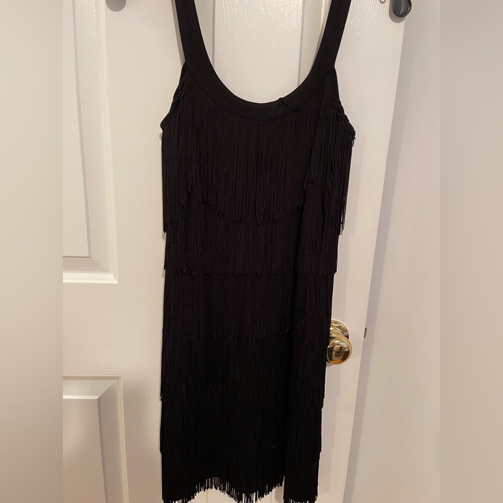 FRINGE! Vintage White House, Black market cocktail dress. All fringe!